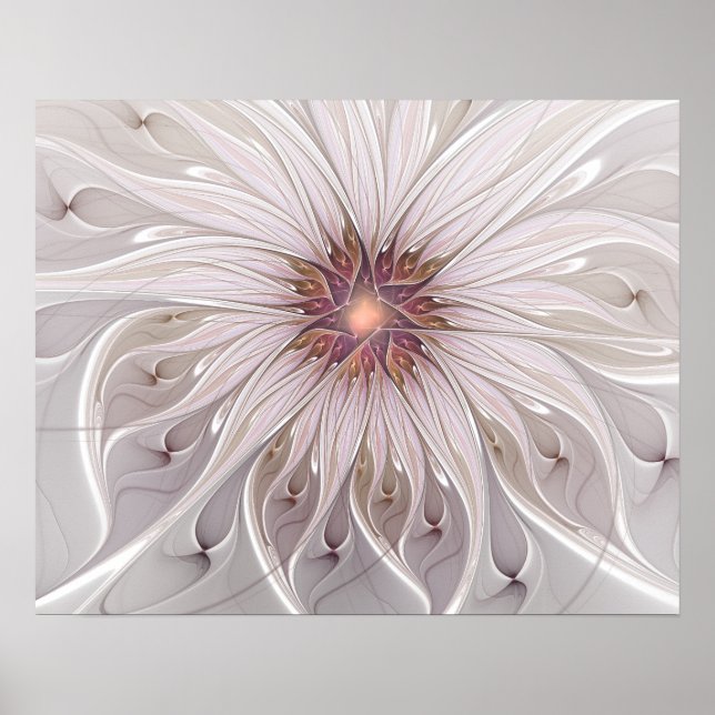 Póster Fantasía floral, resumen Flor pastel moderna (Frente)