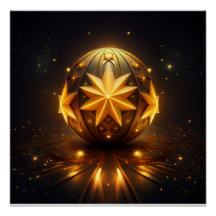 Fantasía Fractal Esfera de Bronce Estrellas Dorada
