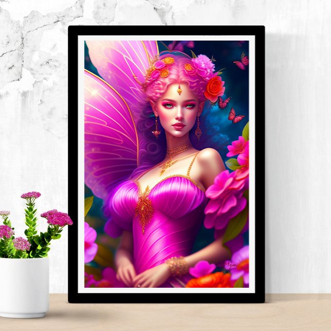 Póster Fantasía Fuchsia Flores de hadas y mariposas (Subido por el creador)