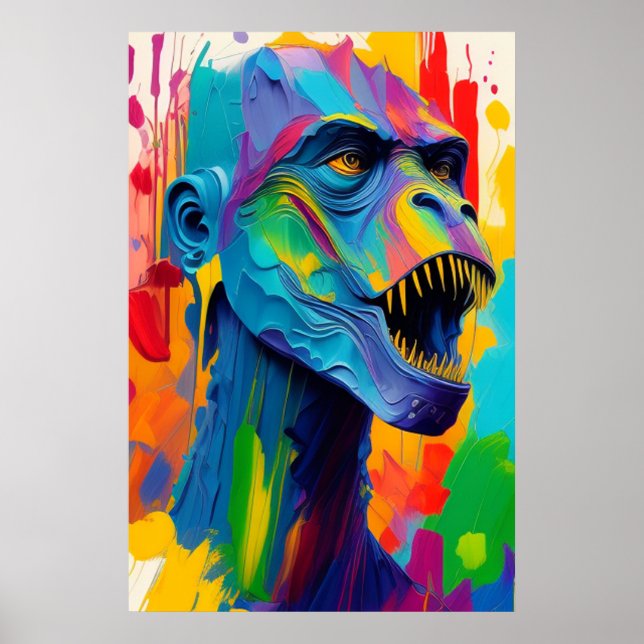 Póster Fantasía futurista de Poster de dinosaurios T-Rex (Frente)