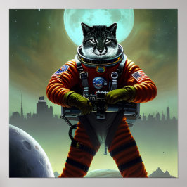 Póster Fantasía futurista, soldado de gatos, Poster de ar