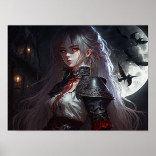 Póster Fantasía gótica Demon Anime Chica en armería