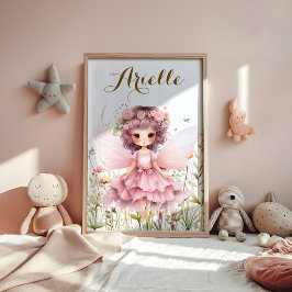 Póster Fantasia Hada flor silvestre pastel