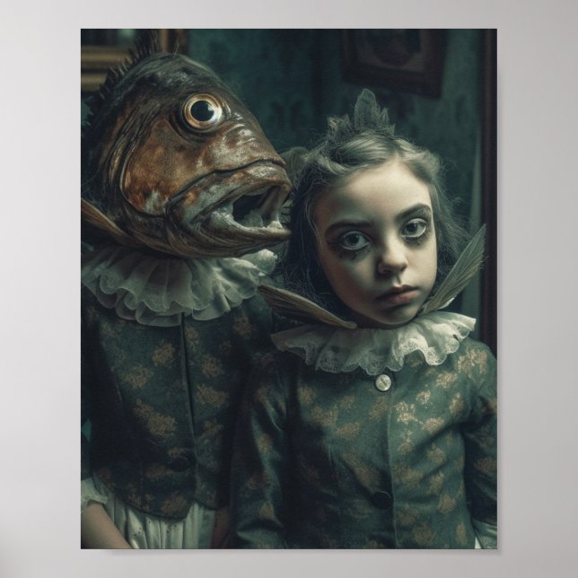 Póster Fantasía horror Gemelos de peces (Frente)