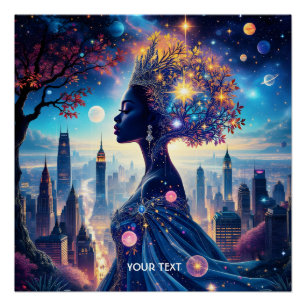 Póster Fantasía linda dama negra
