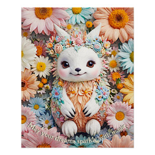 Póster Fantasía Linda de Primavera para Niños - Floral Pa