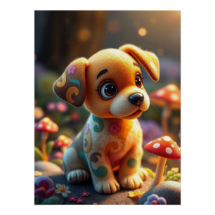 Póster Fantasía lindo Arte de Cachorro