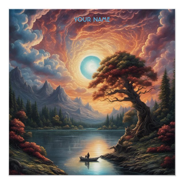 Póster Fantasía Magia Romántica Paisaje del Árbol (Anverso)