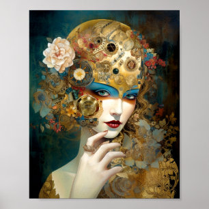 Póster Fantasía Mecánica Lady Robótica Sci-Fi