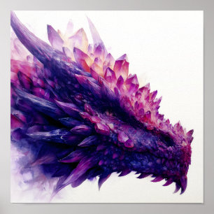 Póster Fantasía Mística Ametista Crystal Dragon Bestia
