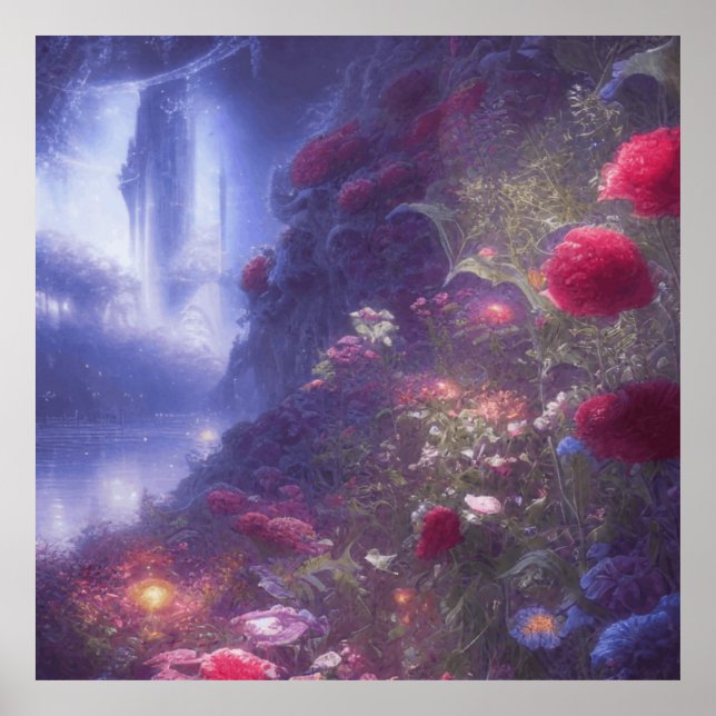 Póster Fantasía Misty Rainy Magnífico paisaje del río Jar (Frente)