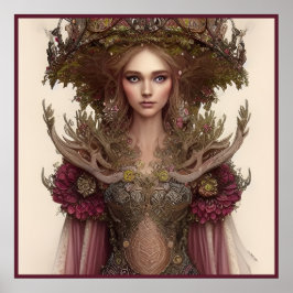 Póster Fantasía Mujer de flores y naturaleza