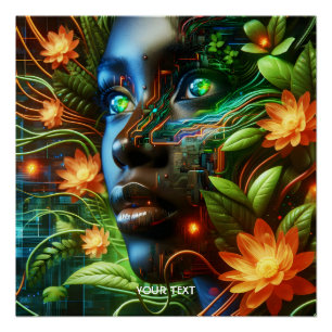 Póster Fantasia Naranja Verde Chica Linda 