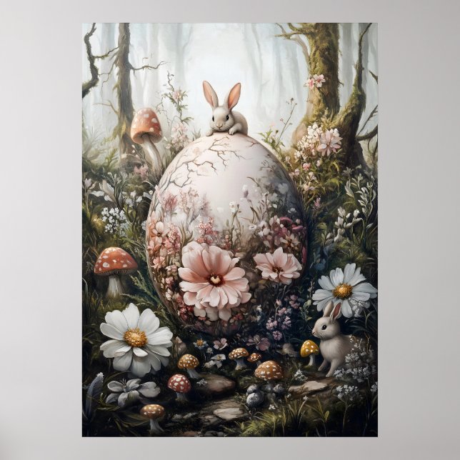 Póster Fantasía Naturaleza Forestal Gigante Huevos Muro A (Frente)