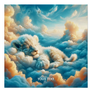 Póster Fantasía Nubes Cute Bebé León