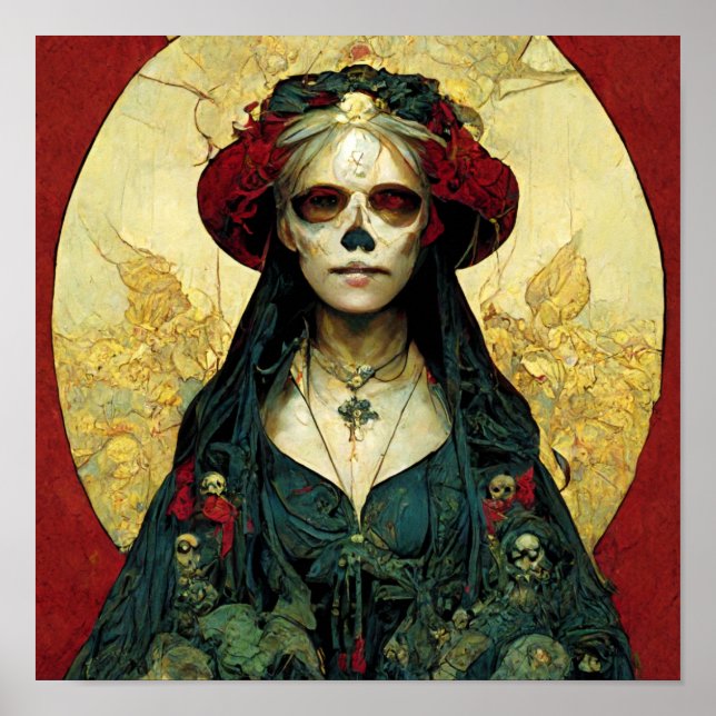 Póster Fantasía oscura Cráneo gótico Mujer (Frente)