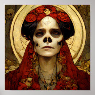 Póster Fantasía oscura Cráneo gótico Mujer 3