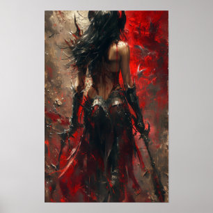 Póster Fantasía oscura Poster de Necromancer con arma mís