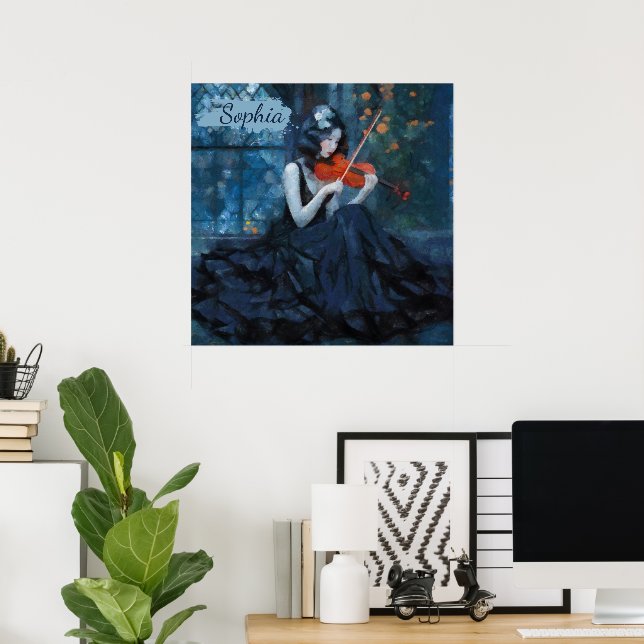 Póster Fantasía oscura violinista gótico en el Jardín de  (Oficina en casa)
