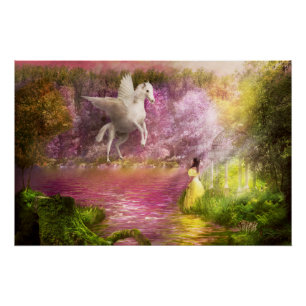 Póster Fantasía - Pegaso - El jardín encantado