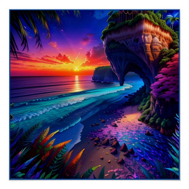 Póster Fantasía Playa Tropical Cuatro (Anverso)