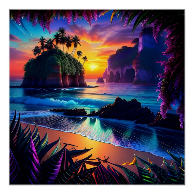 Póster Fantasía Playa Tropical Tres (Anverso)