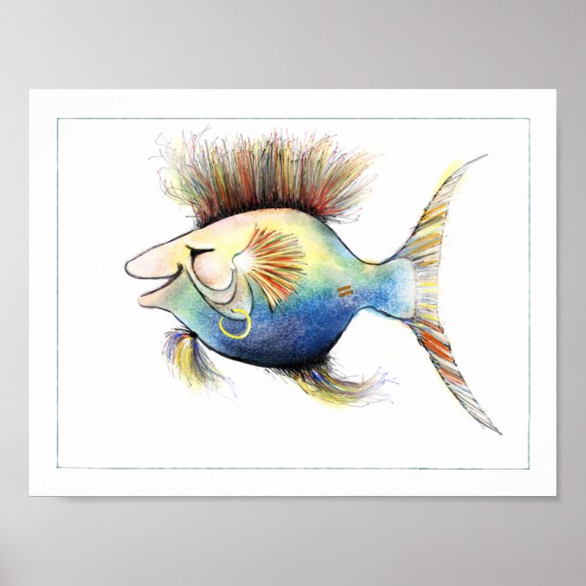 Póster Fantasía Poster de peces: Cod Stewart (Frente)