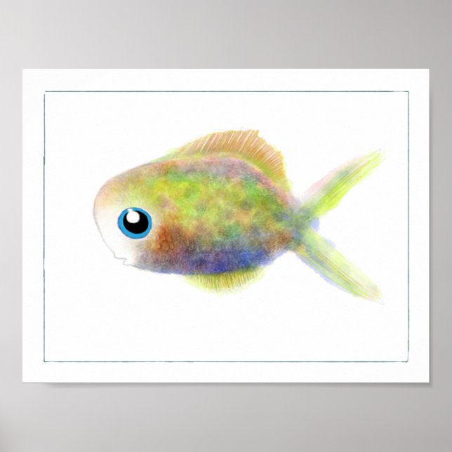 Póster Fantasía Poster de peces: niño de ojos azules (Frente)