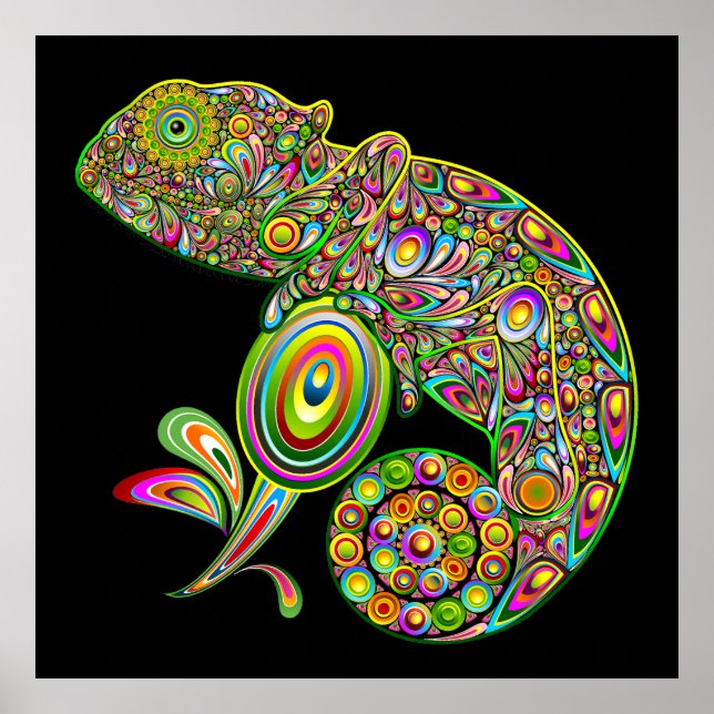 Póster Fantasía psicodélica de Chameleon (Frente)