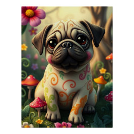 Póster Fantasía Pug Cuppy Art