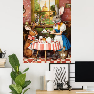 Póster Fantasía Rabbit Tea Fiesta Animal