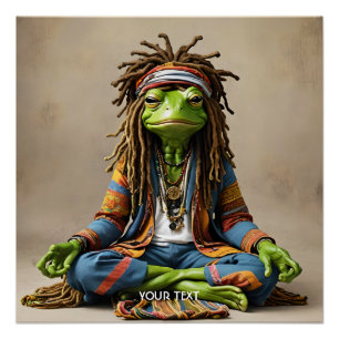 Póster Fantasía Rana Cuta Borda Meditación