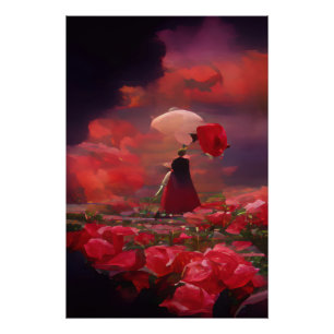 Póster Fantasía Rosa en el cielo