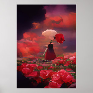 Póster Fantasía Rosa en el cielo