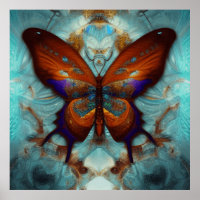 Fantasía Steampunk Naranja Mariposa Aqua Watercolo