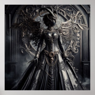Póster Fantasía Steampunk Oscuridad Demonio Moda