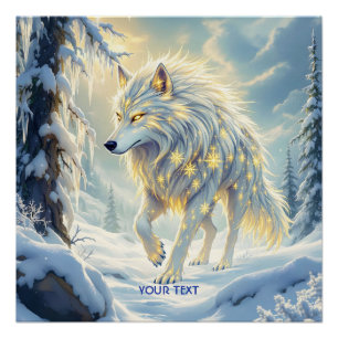 Póster Fantasía suave invierno de Lobo Blanco