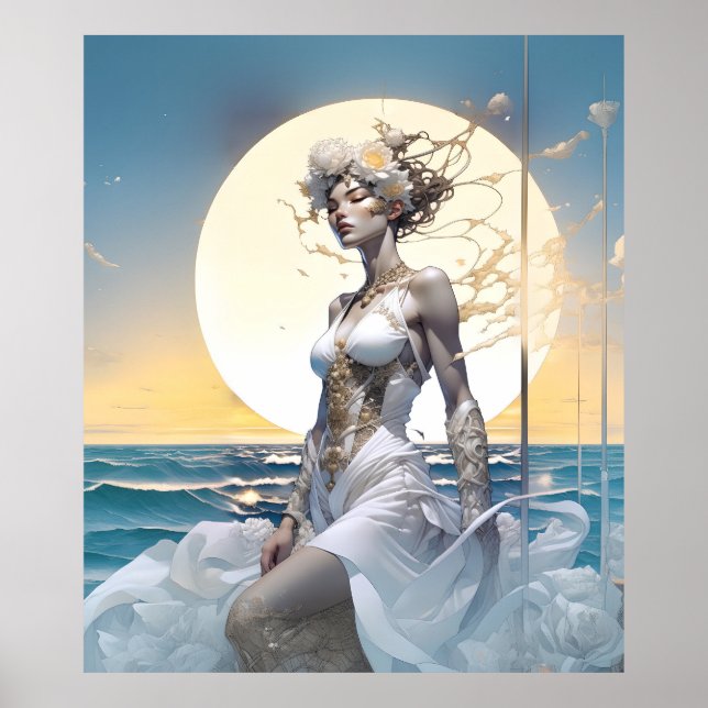 Póster Fantasía surrealista Chica fantástico Art Ai (Frente)