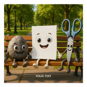 Póster Fantasía tijeras de papel de rock cutáneo