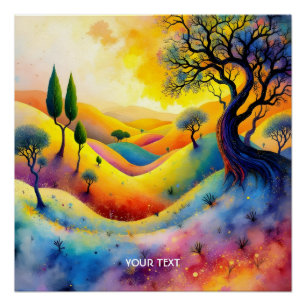 Póster Fantasía Un paisaje brillante y brillante