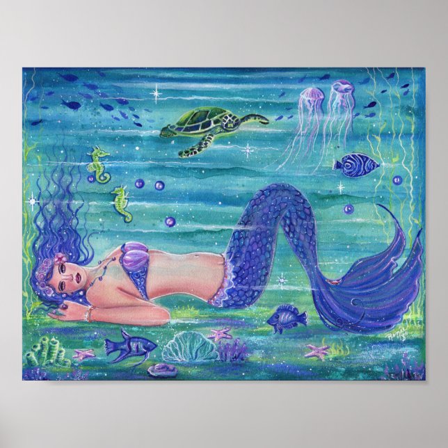 Póster Fantasía violeta poster de sirena impresa Renee La (Frente)