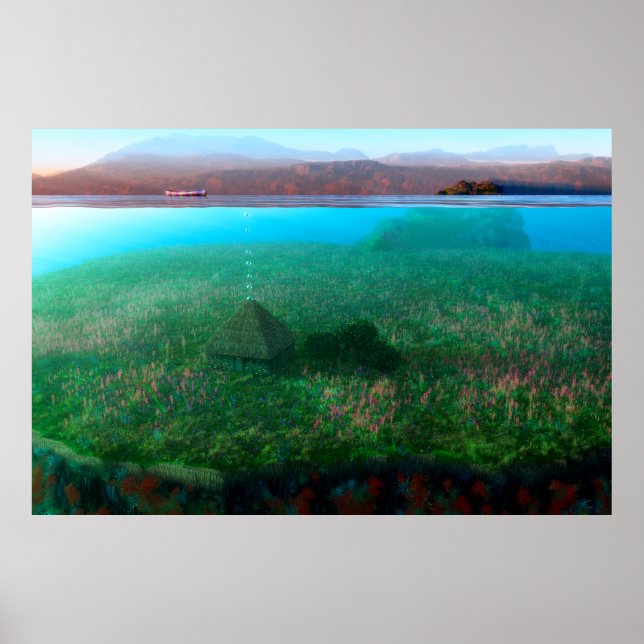 Póster Fantasías: La imagen de la cabaña de la isla (Frente)