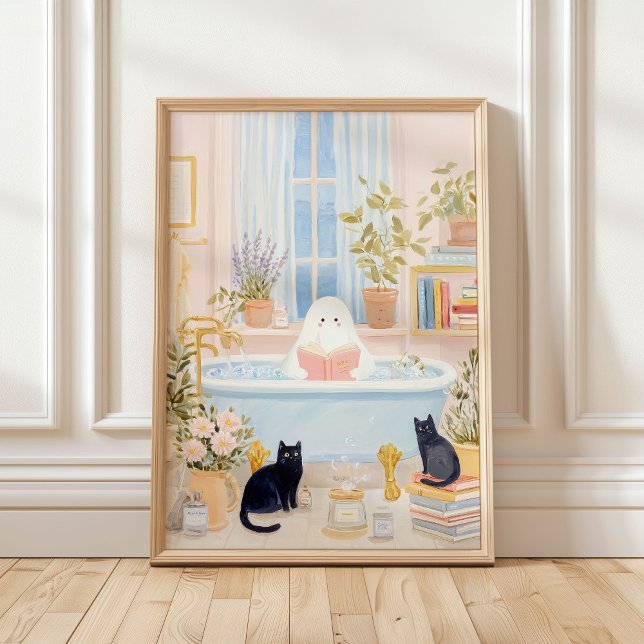 Póster Fantasma Acogedor Leyendo en Baño de Burbujas con  (Subido por el creador)