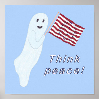 Póster Fantasma amistoso sostiene la bandera de EEUU con 