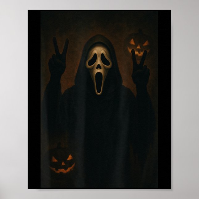 Póster Fantasma atemorizante con las manos del corazón só (Frente)