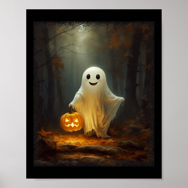 Póster Fantasma Caminando En El Bosque Halloween Vestidos (Frente)