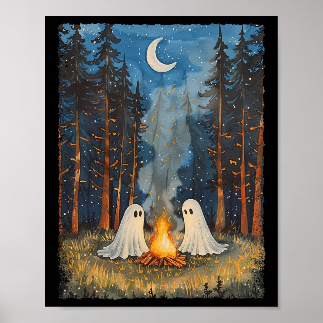 Póster Fantasma Campfire Camping Lover Forest Gothic Hall (Frente)