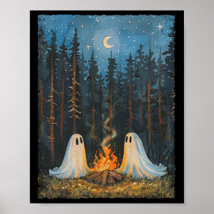Póster Fantasma Campfire Camping Lover Forest Gothic Hall