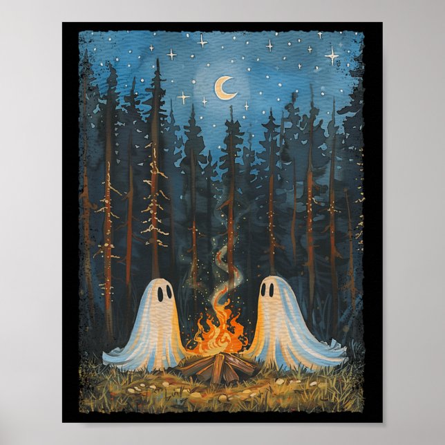 Póster Fantasma Campfire Camping Lover Forest Gothic Hall (Frente)