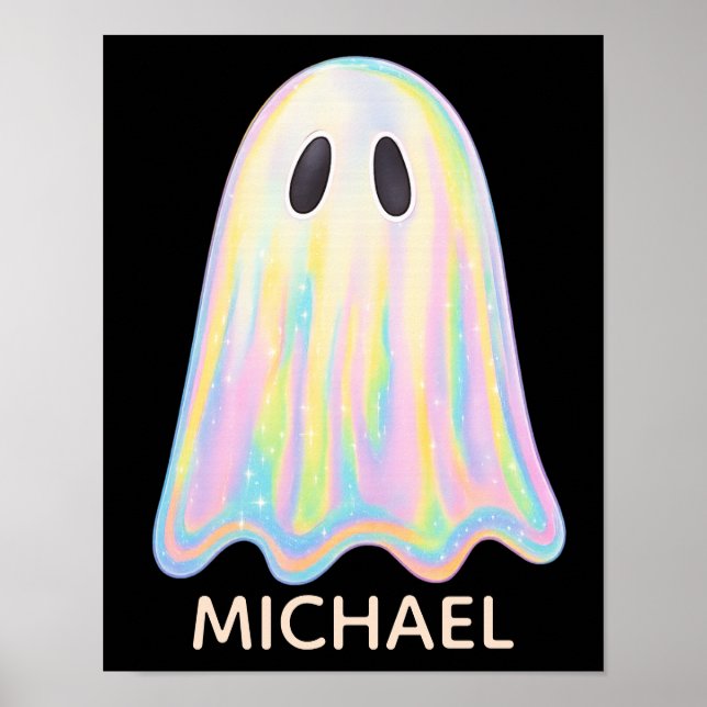 Póster Fantasma de Arcoíris Pastel Adorable | Espeluznant (Frente)